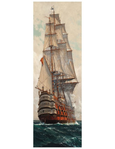 Картина Парусник III, 30х90 см, рама жемчуг с серебром