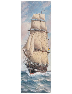 Картина Парусник VII, 30х90 см, рама жемчуг с серебром