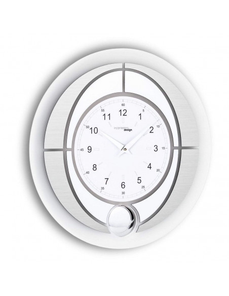 Часы настенные Tempus Pendulum с маятником, диаметр 45/серебристый металлик