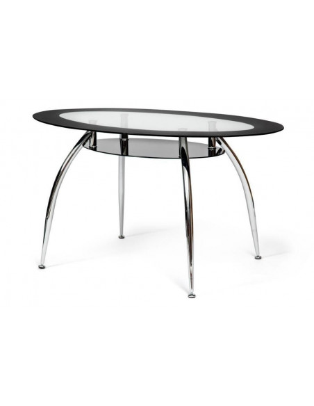 Стол обеденный SADLER 140x80, хром/стекло прозрачное, черное
