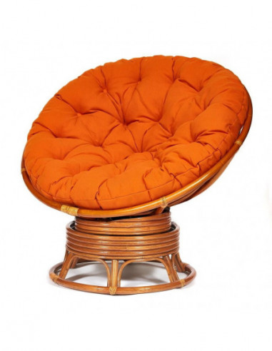 Кресло PAPASAN с подушкой, ткань оранжевый/сognac