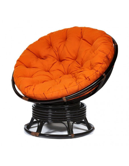 Кресло PAPASAN с подушкой, ткань оранжевый/аntique brown