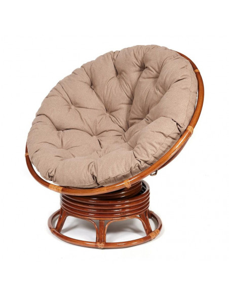 Кресло PAPASAN с подушкой, ткань экошерсть коричневый/рecan